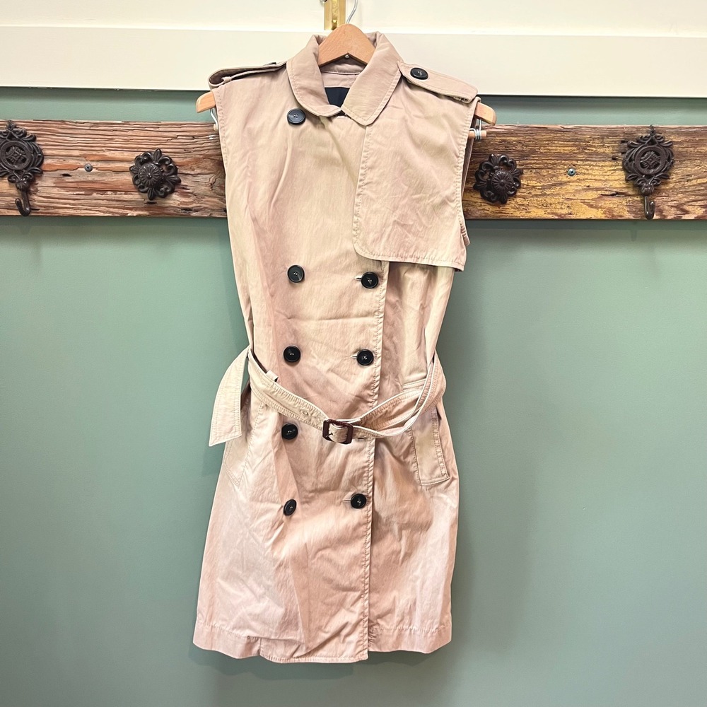 Weekend‎ Max Mara Palude Sleeveless Trench Coat Dress Belted Khaki Size 2